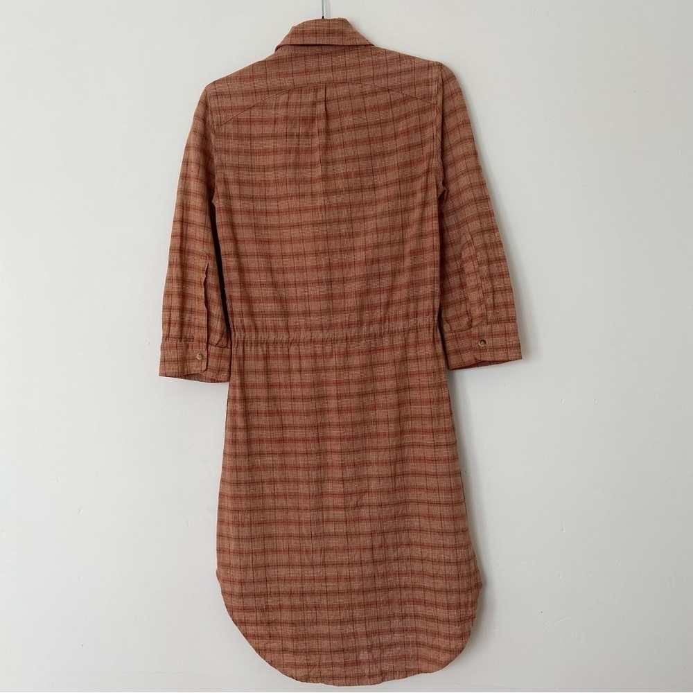 Grey Ant Rustic Rust Plaid Midi Shirt Dress - Picture 5 of 8